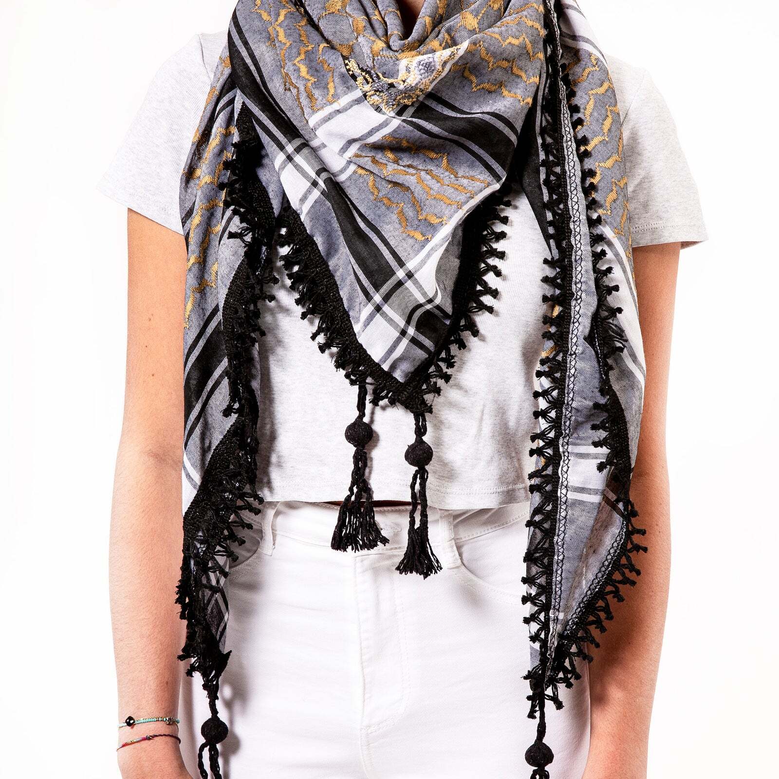 KEFFIYEH - 4 SHADES ON GREY