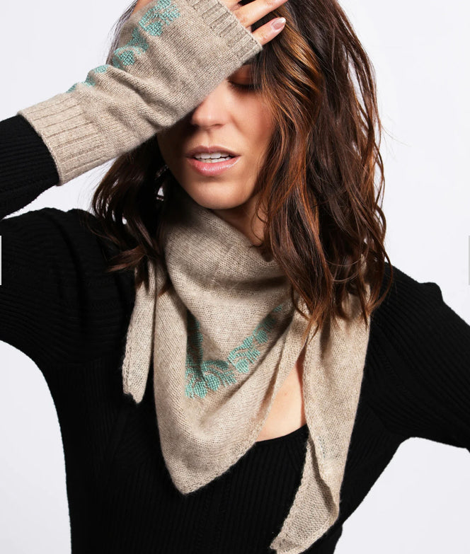 Handcrafted Cashmere Mini Triangle Scarf with Classic Color Combinations, Unisex Accessory