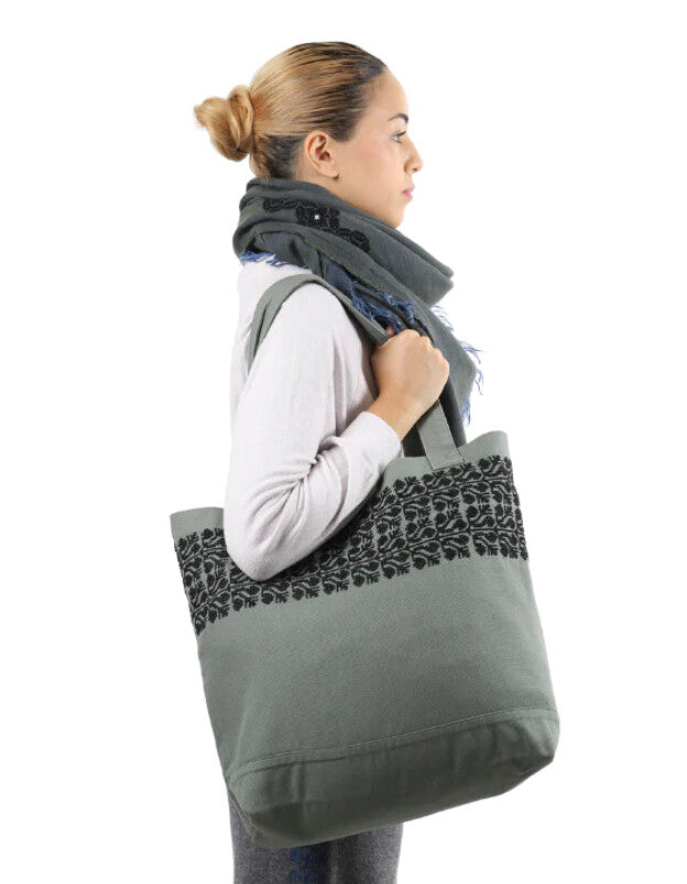 KHAKI CANVAS BAG - SINEAD BLACK