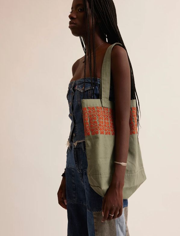 KHAKI CANVAS BAG - SINEAD Orange