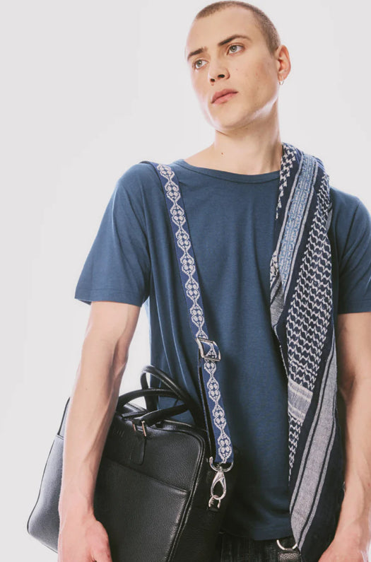 LEATHER BAG STRAP - HAND EMBROIDERED