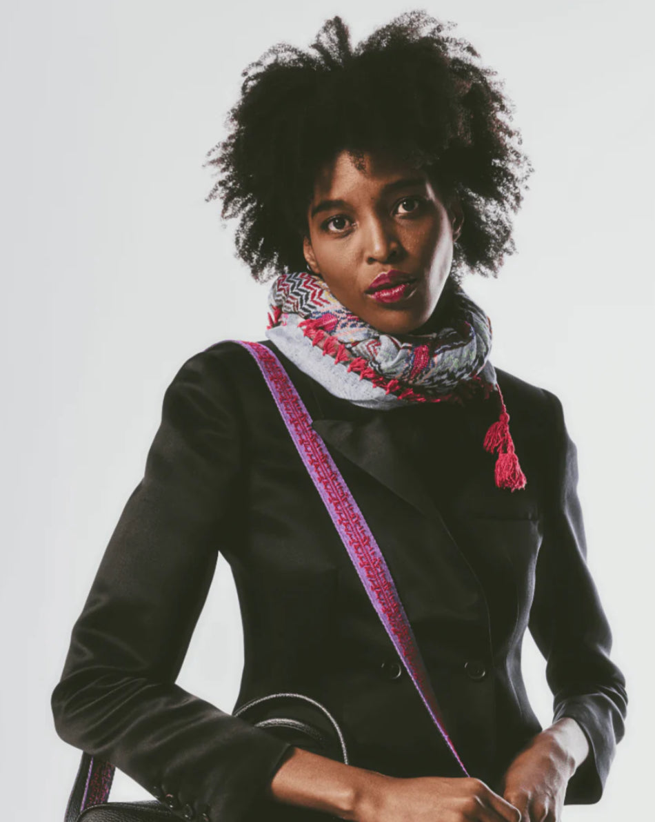 LEATHER BAG STRAP - HAND EMBROIDERED