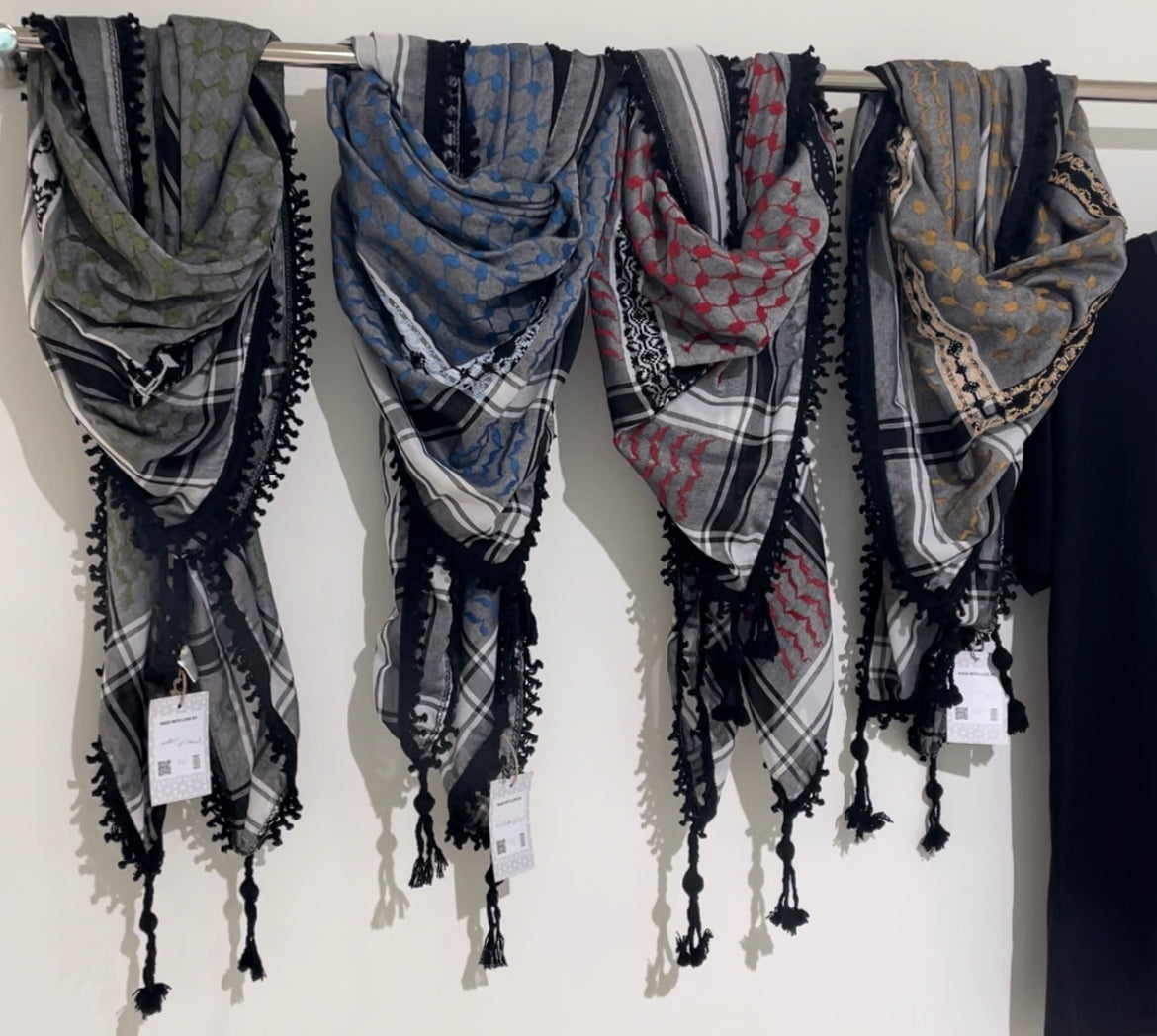KEFFIYEH - 4 SHADES ON GREY