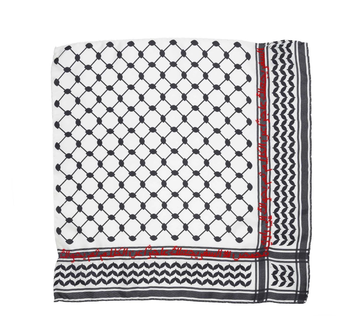 BLACK & WHITE SILK KEFFIYEH SCARF