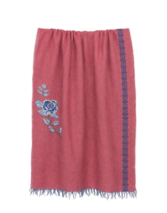 RED LINEN SHAWL IBRAHIM & ROSE