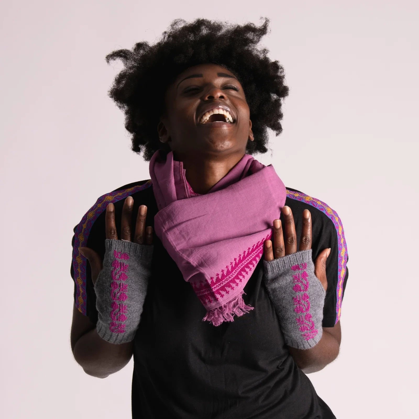 LINEN SHAWL MARY MAGDALENE - PINK