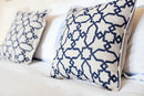 Linen & Cotton Cushion Cover Koutubia® – Navy with Geometric Embroidery