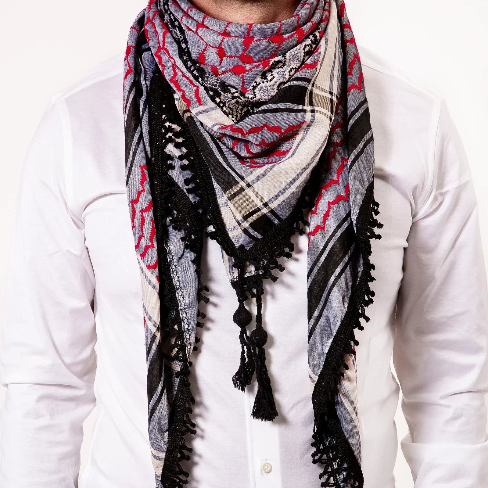 KEFFIYEH - 4 SHADES ON GREY