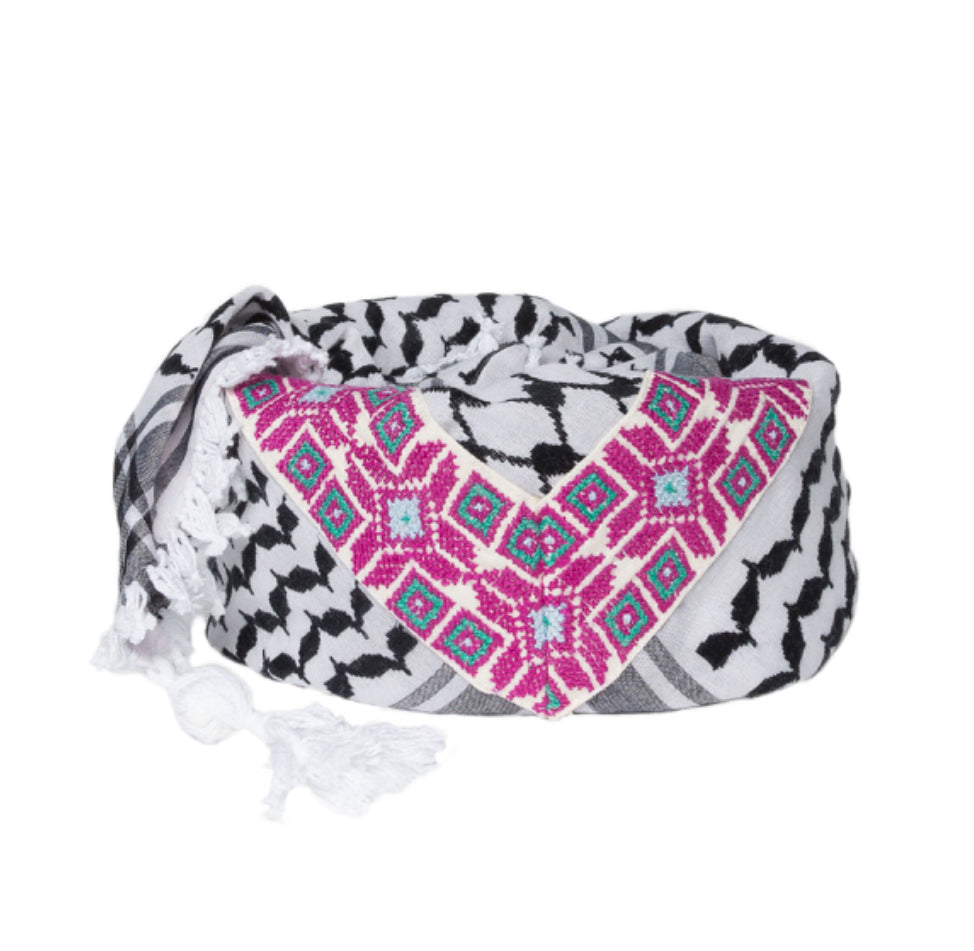 KEFFIYEH - LINDA HOT CROSS PINK