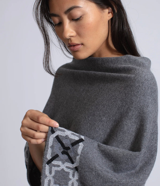 GREY CASHMERE PONCHO