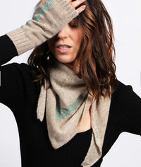Handcrafted Cashmere Mini Triangle Scarf with Classic Color Combinations, Unisex Accessory