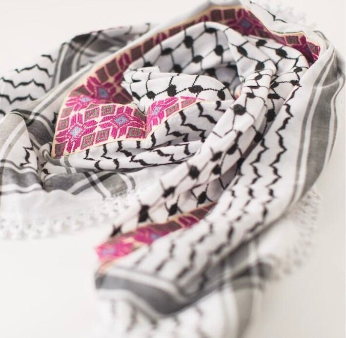 KEFFIYEH - LINDA HOT CROSS PINK