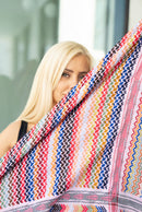Petra Multicolor Keffiyeh – Hand-Embroidered SEP Design with Pom-Pom Corners, Lightweight Scarf