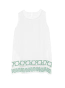 WHITE LINEN DRESS - SHORT SLEEVELESS - SAGE
