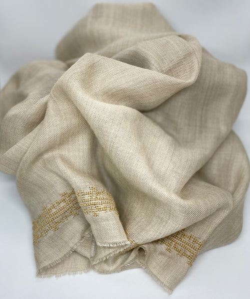 BEIGE CASHMERE & SILK SHAWL IBRAHIM