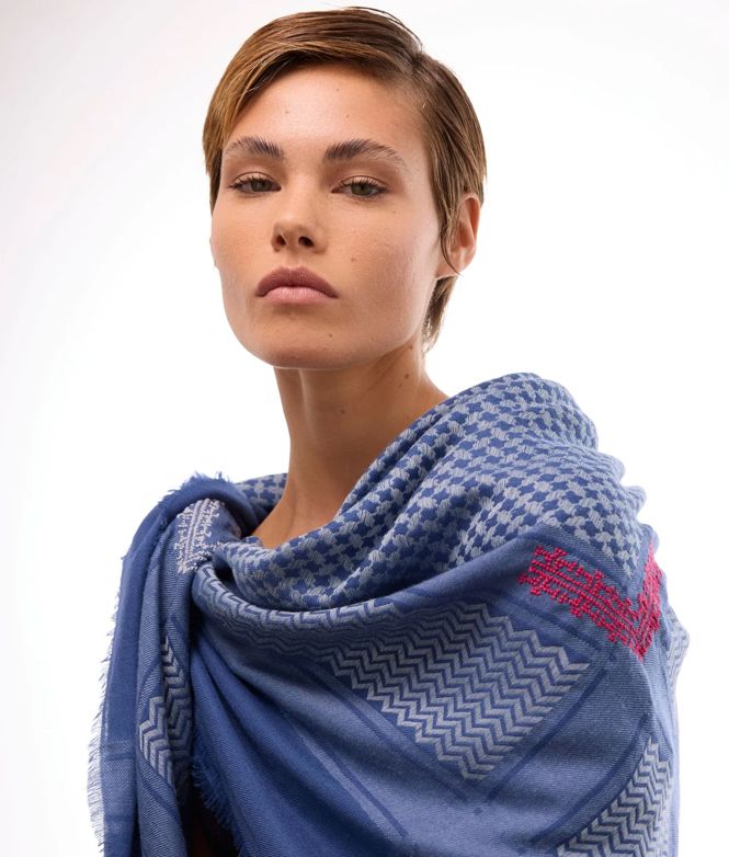MERINO WOOL & SILK KEFFIYEH SHAWL