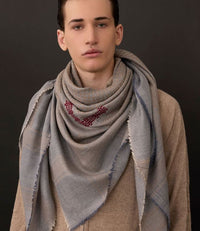 MERINO WOOL & SILK KEFFIYEH SHAWL