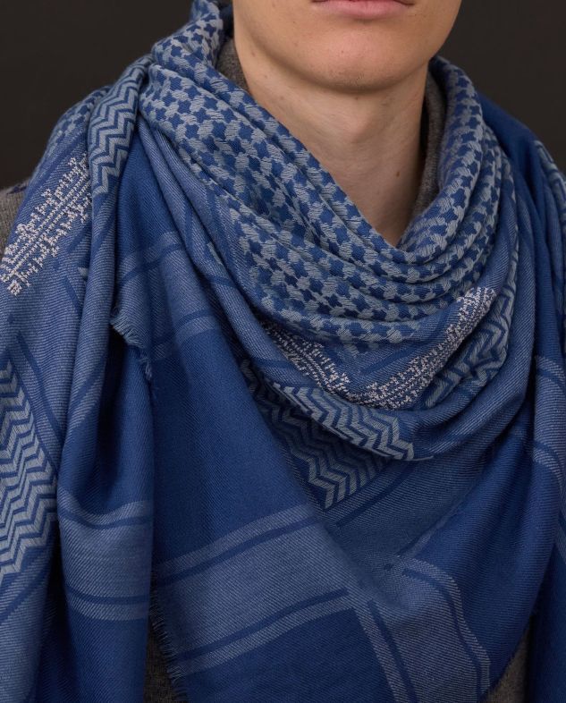 MERINO WOOL & SILK KEFFIYEH SHAWL
