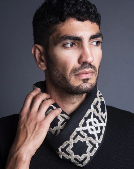 LINEN SCARF ALHAMBRA - BLACK