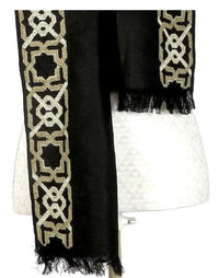 LINEN SCARF ALHAMBRA - BLACK