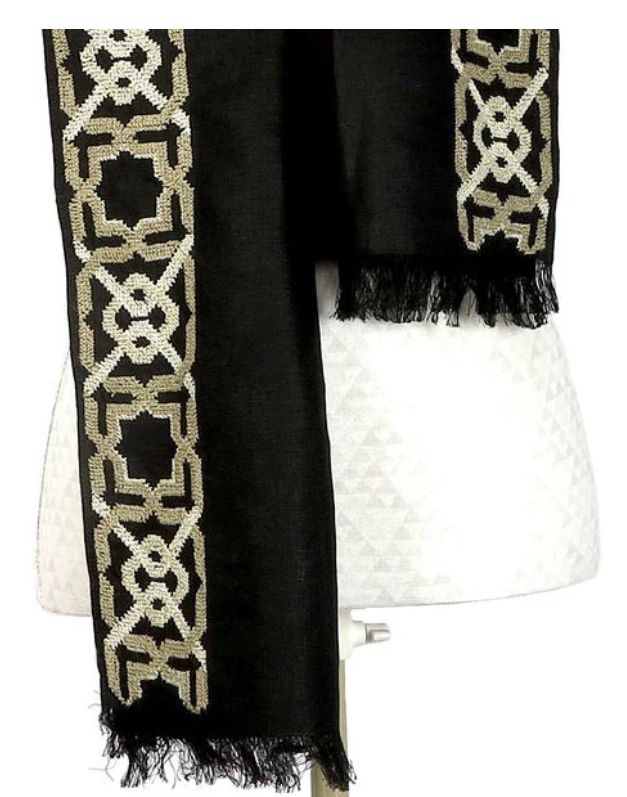 LINEN SCARF ALHAMBRA - BLACK