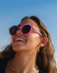 Round Retro Sunglasses with Carl Zeiss Lenses, Handmade from Recycled Plastic, UV Protection