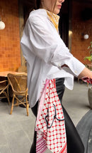 RED & WHITE SILK KEFFIYEH SCARF