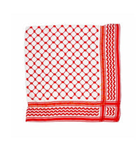 RED & WHITE SILK KEFFIYEH SCARF