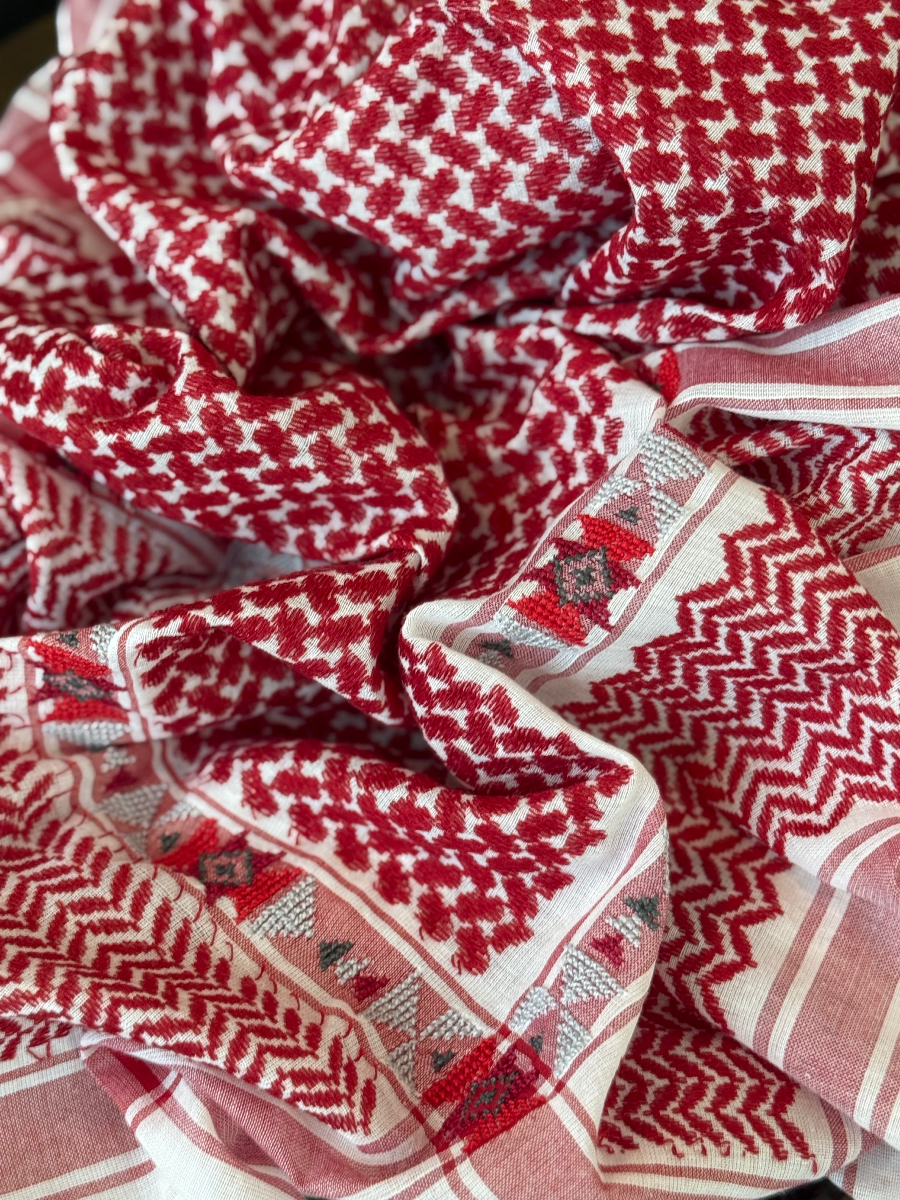 COTTON KEFFIYEH - RED - SADU BEDUIN