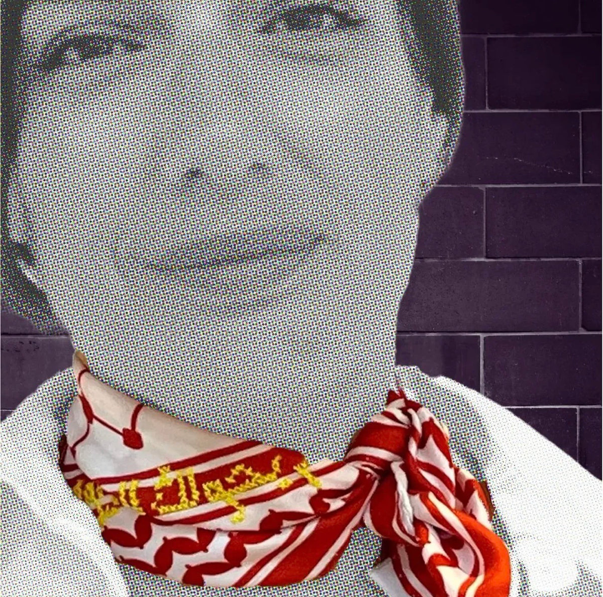 RED & WHITE SILK KEFFIYEH SCARF
