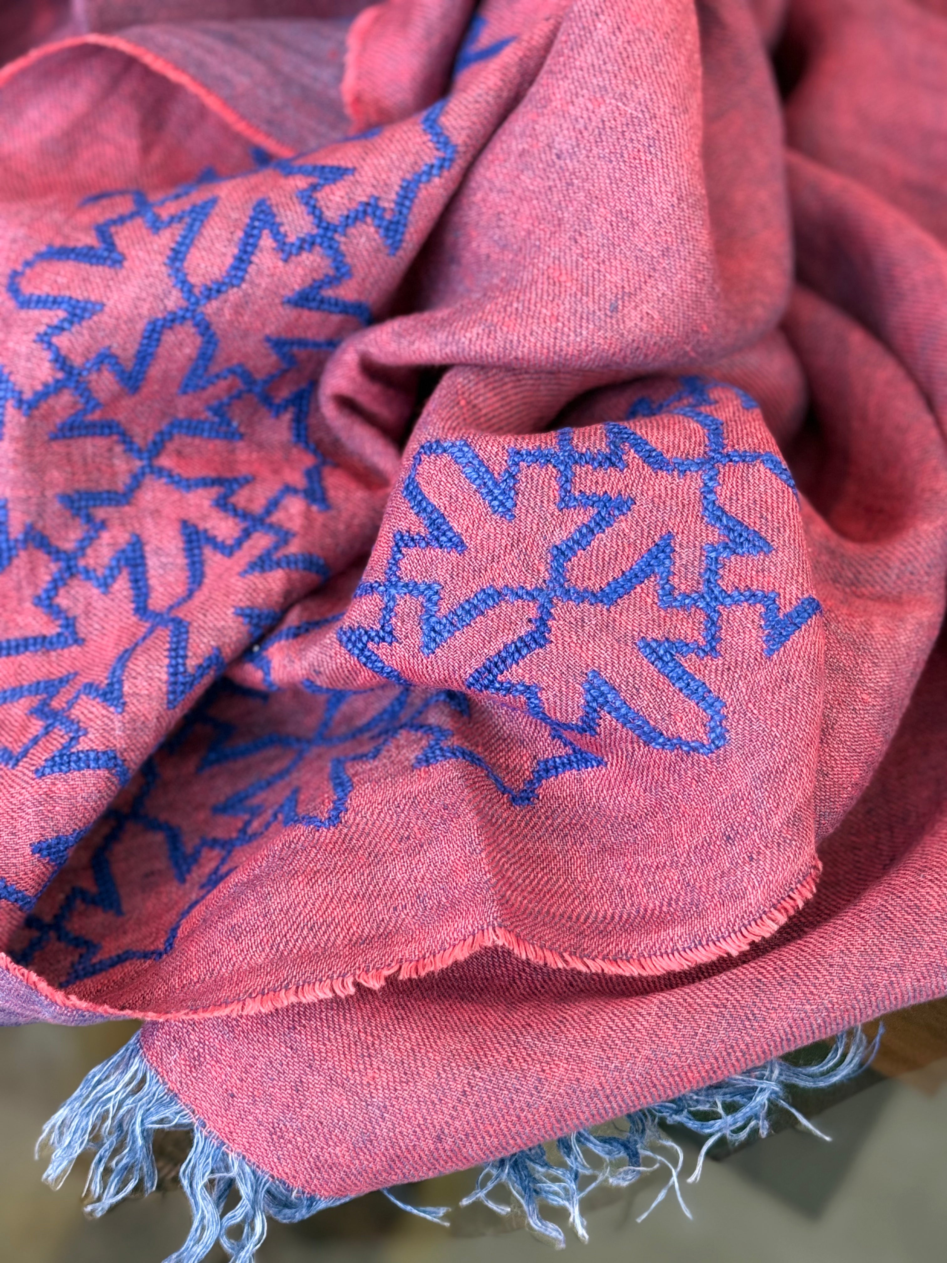 RED LINEN SHAWL SULTAN HAN
