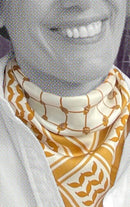 GOLD & WHITE SILK KEFFIYEH SCARF