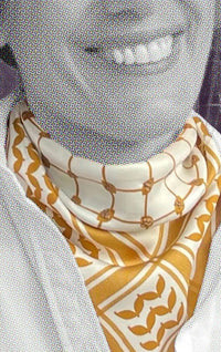 GOLD & WHITE SILK KEFFIYEH SCARF