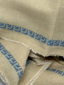 BEIGE LINEN SHAWL ROSE ANTIQUE BLUE