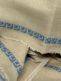 BEIGE LINEN SHAWL ROSE ANTIQUE BLUE