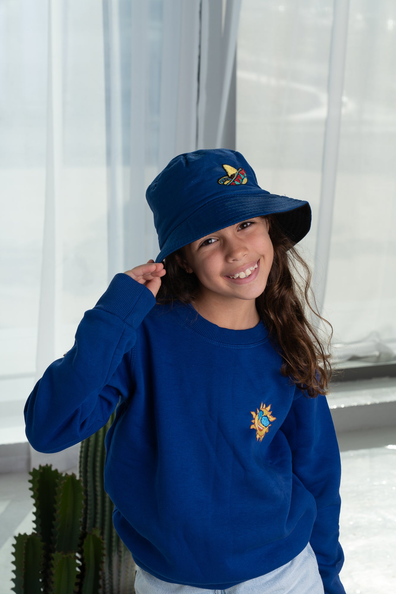 Kids Hand Embroidered Sweatshirt - Blue