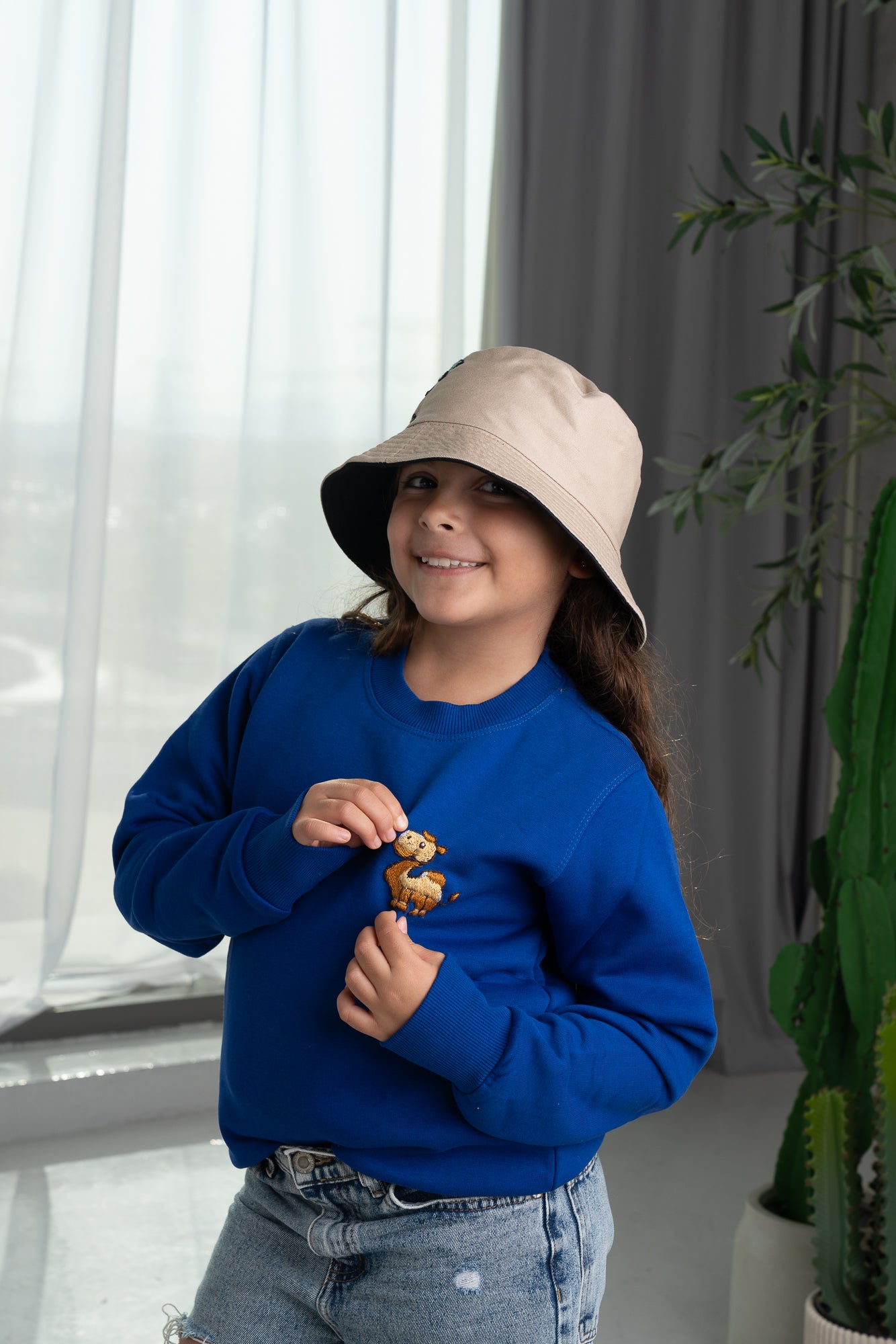 Kids Hand Embroidered Sweatshirt - Blue