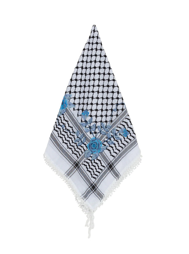 KEFFIYEH - BLACK & WHITE ROSE