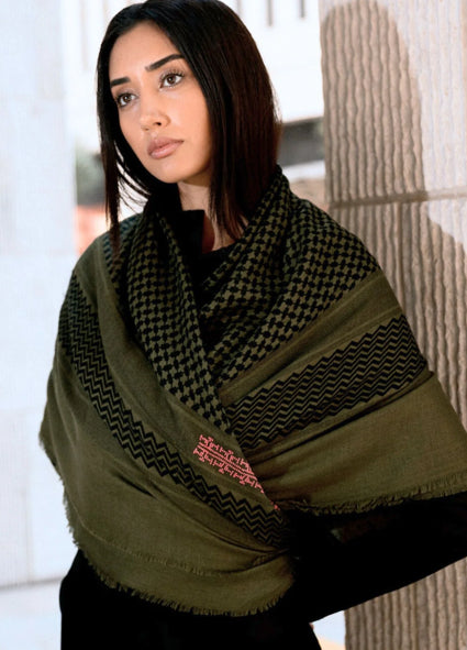 MERINO WOOL & SILK KEFFIYEH SHAWL